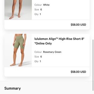 Lululemon Align High-Rise Short 8" in Rosemary Green